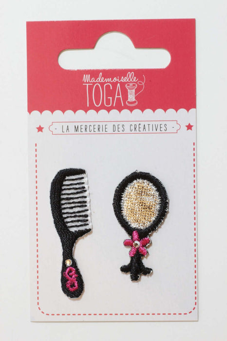 Achat Appliques Ecussons thermocollants Miroir et peigne support DIY