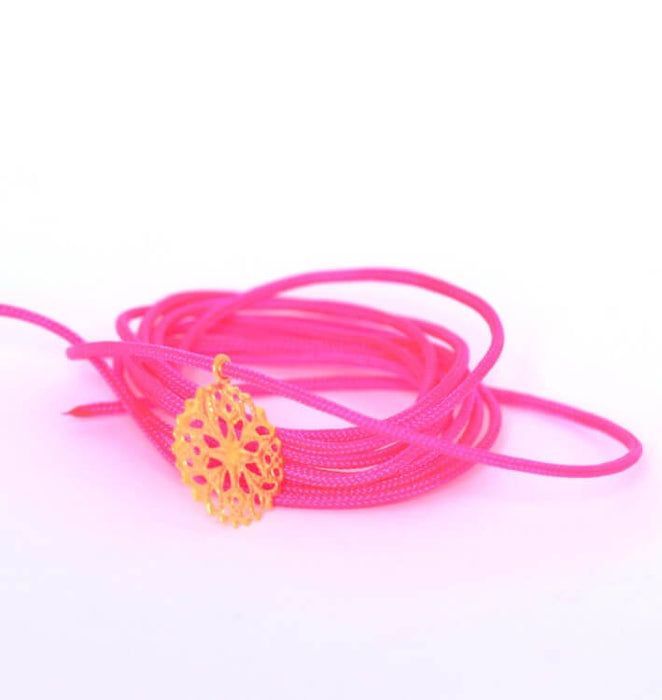 Achat au détail 2 mètres de Cordon rose fluo en polyester 1 mm