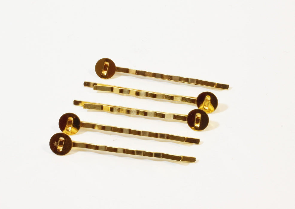 Vente en gros barrettes dorées x5 accessoires cheveux 52mm apprêts bijoux