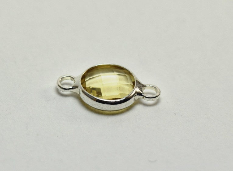 Creez avec Joli connecteur couleur champagne rond en verre à facette sertis laiton argent 15x9x5 mm