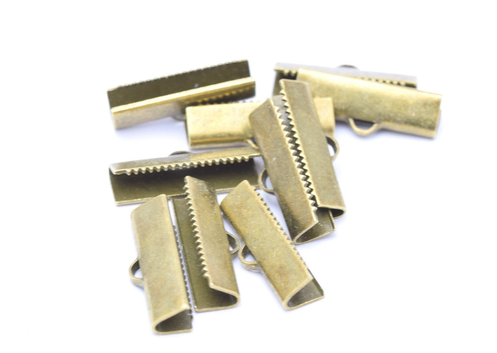 Creez embouts ruban x10 griffes lisses 20 mm bronze clair lot de 10 fermoirs griffe