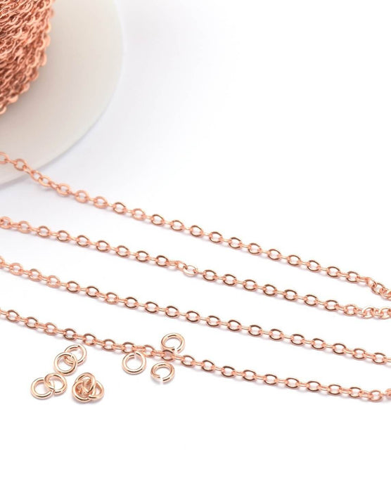 Acheter en gros 1 mètre de chaine à mailles forcat or rose 3x2.5x0.5mm apprèts création de bijoux