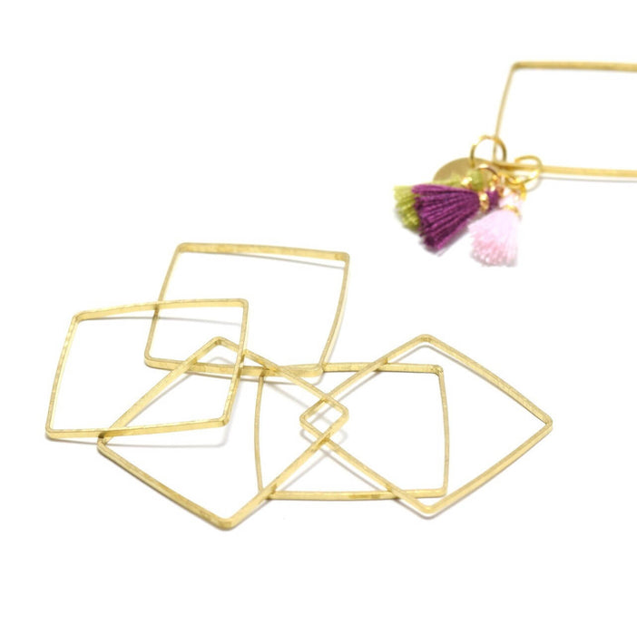 Vente en gros 10 anneaux carrés connecteurs 20x20x0.5 mm laiton brutconnecteurs bijoux