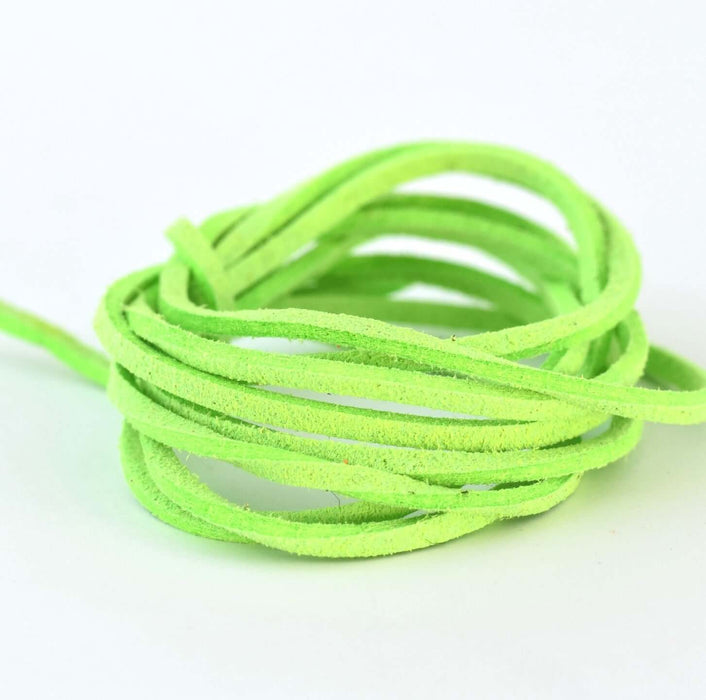 Creez 2 mètres suédine vert fluo 2 mm cordon suédine en coupon de 2 mètres