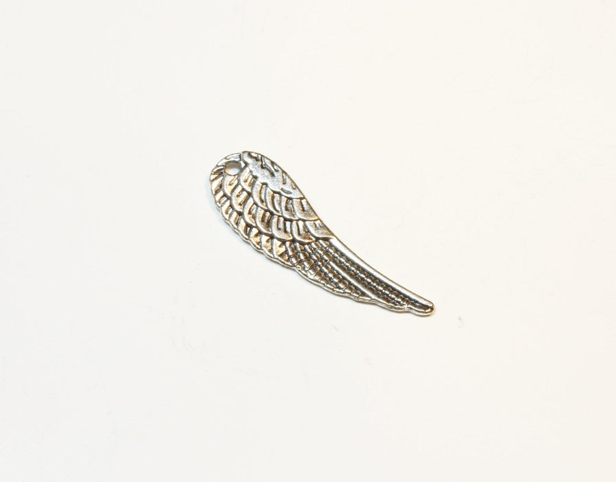 Achat breloque pendentif aile d'ange argentée 30x9mm