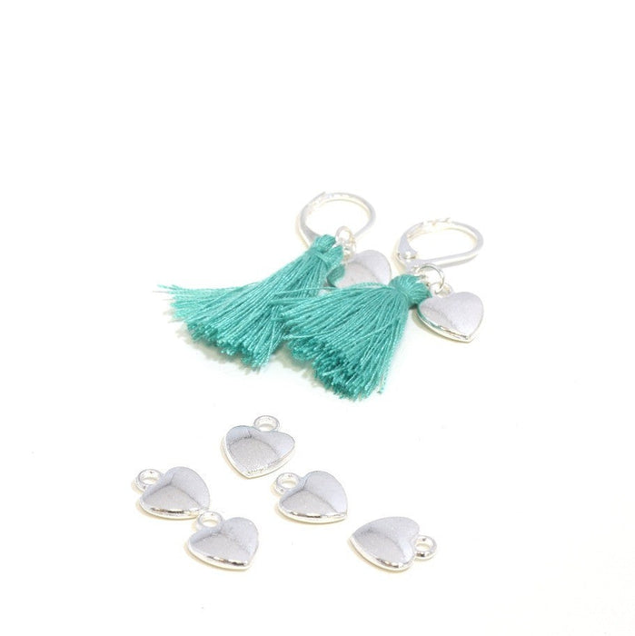 Creez avec lot de 5 coeurs ARGENT 12x10 mmpour bijoux sautoir, bracelet finition, couture ou déco sans plomb et sans cadmium