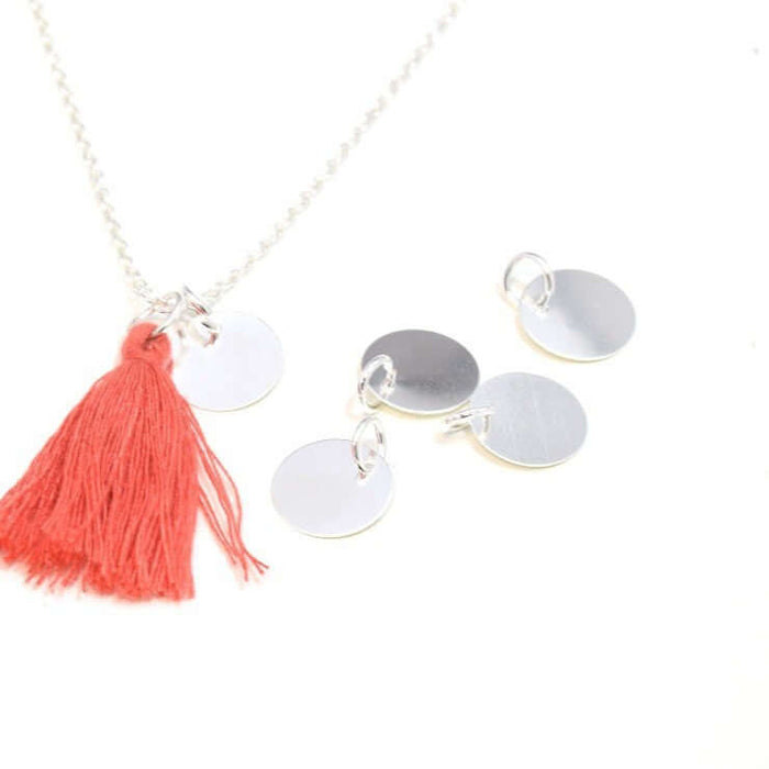 Vente au détail 5 fines perles plates médaillon sequin argenté avec anneau 12 mm laiton Apprèts bijoux par 5