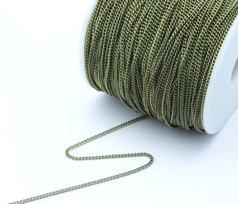 Acheter au détail 2 m de chaine fine maillon bronze antique 2x1.5x1mm en laiton création de bijoux