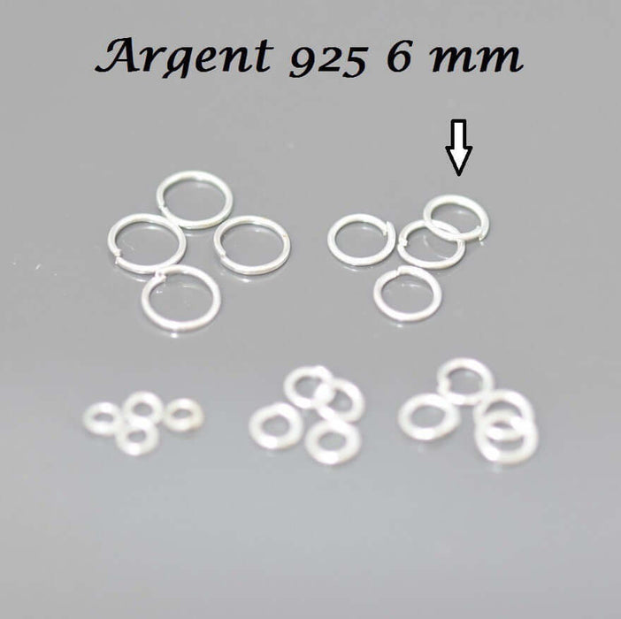 Vente 5 anneaux plaqué argent 925 ouverts x5 6 mm apprêts bijoux pour la jonction de chaine breloques ou fermoirs