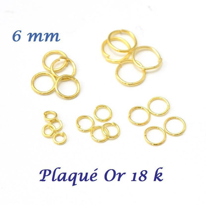 Achat au détail 10 anneaux de jonction 6 mm plaqué or 18 k GF ouverts apprêts bijoux pour chaines et bijoux plaqué or 18 k