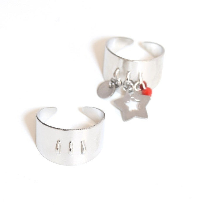 Vente en gros bague platine à personnaliser avec anneaux accroches breloques support DIY
