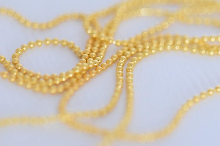 Acheter au détail chaine à billes laiton dorée à facettes 1,2mm chaine perlée au mètre