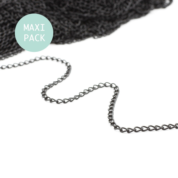Acheter chaine à mailles x5M noire 4x3mm Maxi Pack apprêts création de bijoux