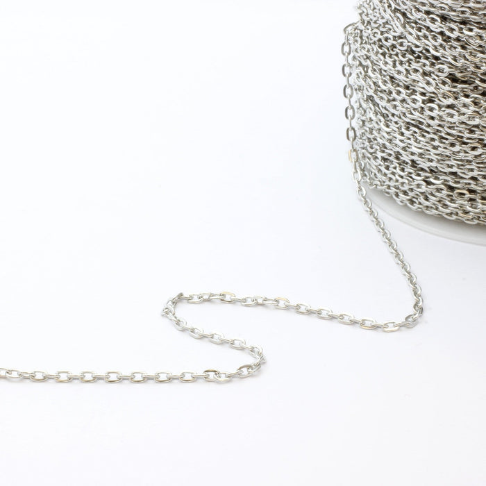 Achat chaine fine maillon platine x1M 3x2mm apprêts création de bijoux