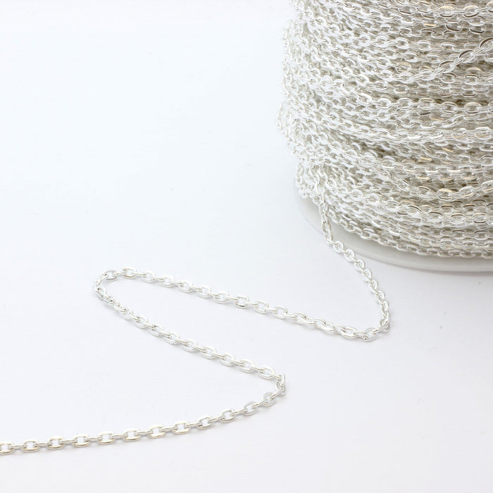 Achat chaine fine maillon argentée x1M 3x2mm apprèts création de bijoux
