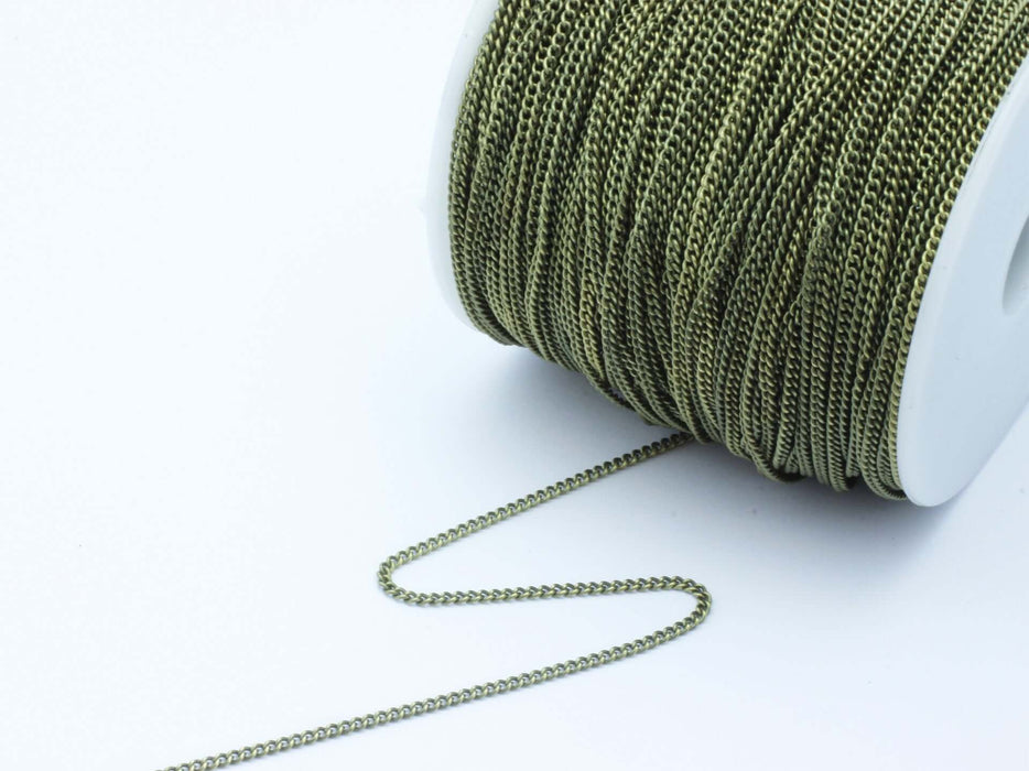 Vente au détail 1 m de chaine fine maillon bronze antique 2x1.5x1mm en laiton création de bijoux