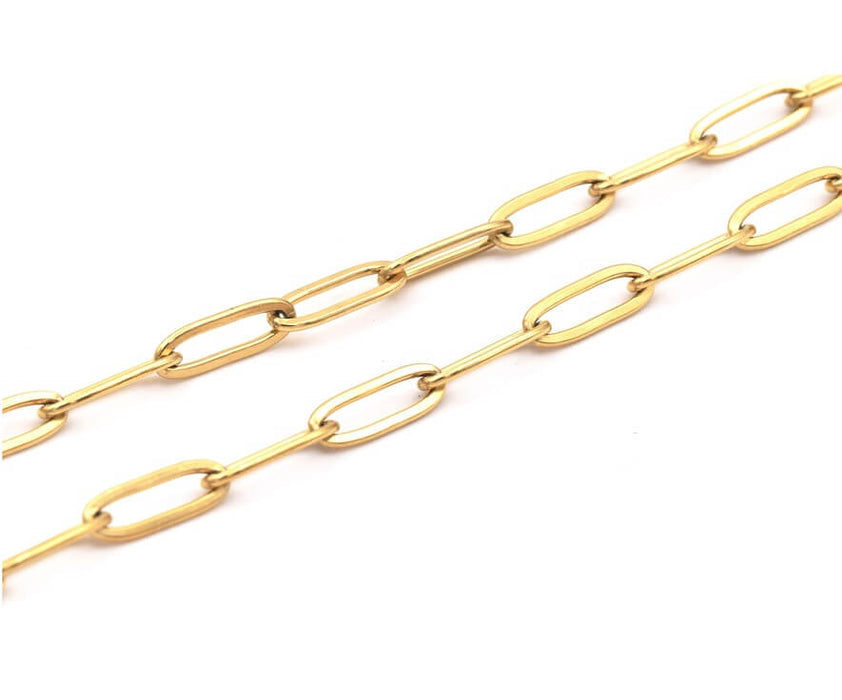Chaine Trombone 12x4mm En Acier Or (50cm)