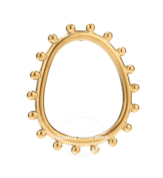 Anneau Connecteur Pendentif Acier Inoxydable Doré Avec Boules 28x25mm (1)