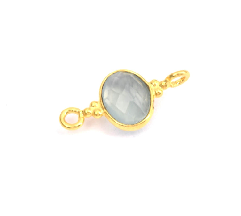 Creez Connecteur Ovale Calcédoine Sertis Argent 925 Plaqué Or 8x6mm (1)