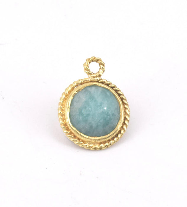 Pendentif Serti Vermeil Rond Amazonite 10mm (1)