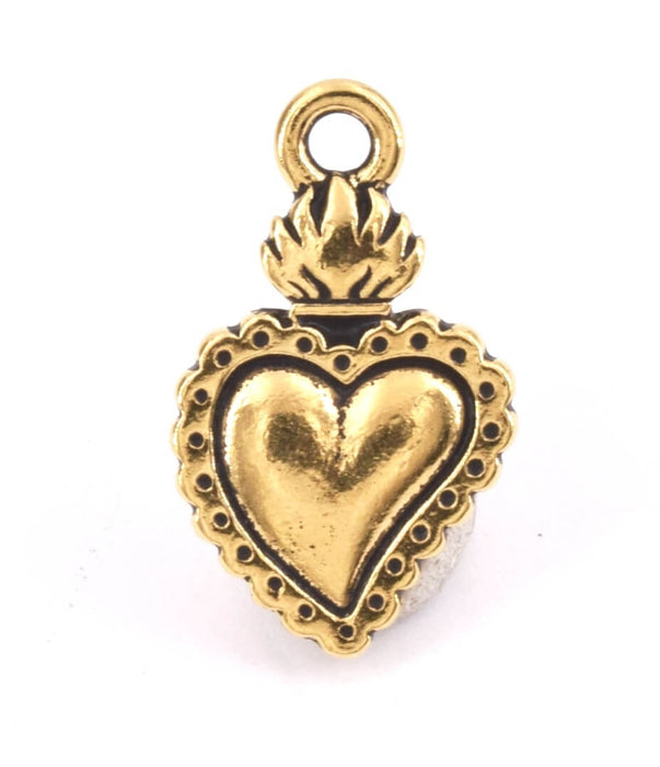 Breloque Charm Sacré Coeur Métal Plaqué Or Vieilli 18x13mm (1)