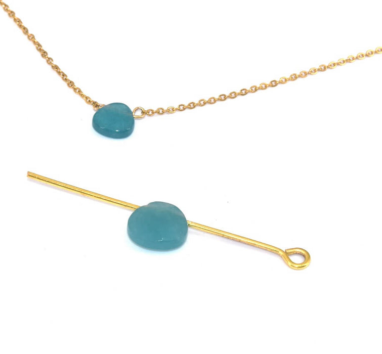 Perle Goutte Jade Teinté VERT Canard Facetté pendentif 7x8mm (2)