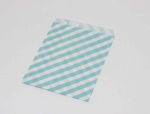 Vente en gros sachet cadeau en papier bleu turquoise à rayures 13x18cm