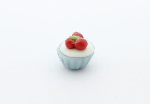 Vente cupcake miniature fimo 1cm bleu création gourmande pate polymère