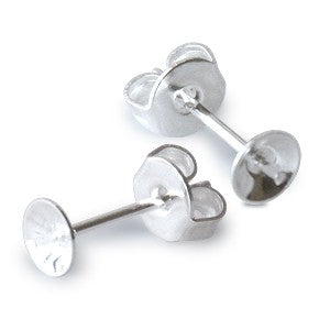 Vente en gros Clou d'oreilles pour perles à monter 6mm métal plaqué argent (2)