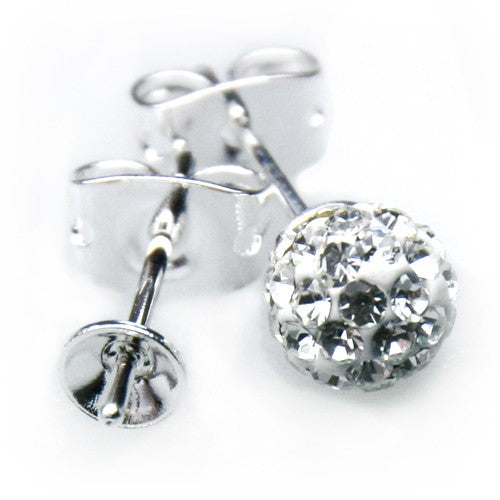 Achat Clou d'oreilles pour perles à monter 6mm métal plaqué argent (2)