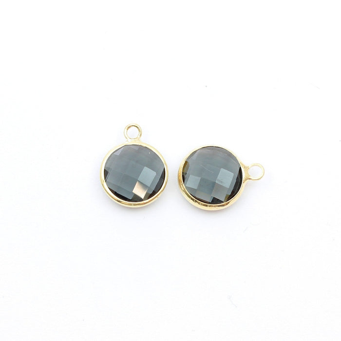 Creez avec pendentif perle en verre à facettes gris 16x13mm avec contours dorés