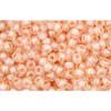 Vente au détail cc794 perles de rocaille Toho 11/0 rainbow crystal/ apricot lined (10g)
