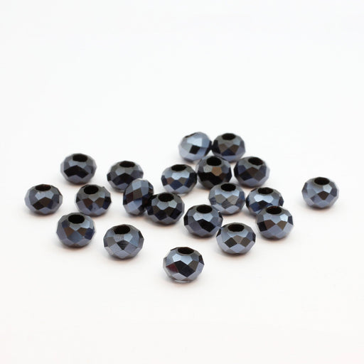 Vente perles rondes à facettes x20 en verre 8x5mm -bleu marine foncé Apprèts bijoux