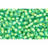 Achat en gros cc307 perles de rocaille Toho 11/0 aquamarine/opaque yellow lined (10g)