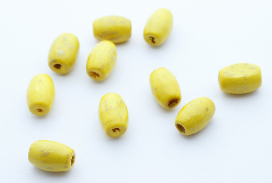 Creez perles en bois x10 olives jaune 7x4mm