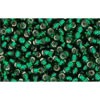 Vente en gros cc36 perles de rocaille Toho 11/0 silver lined green emerald (10g)