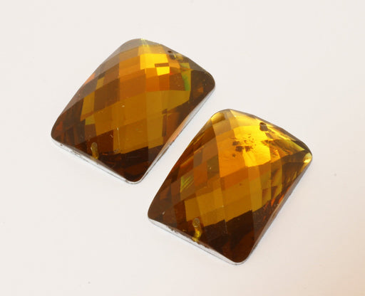 Acheter au détail x2 perles carrées 18×25mm marrons à facettes création de bijoux