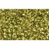 Vente en gros cc996 perles de rocaille Toho 11/0 gold lined rainbow peridot (10g)