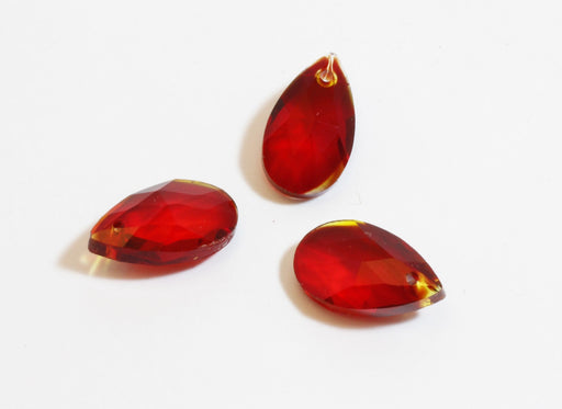 Acheter au détail lot de 3 perles en verre à facettes 16x9mm rouge en forme de poire bijoux