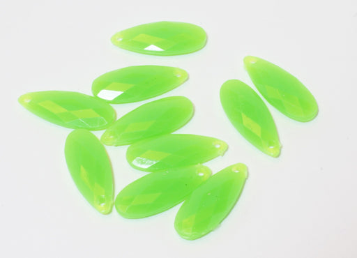 Creez x10 perles larmes vertes à facettes en acrylique