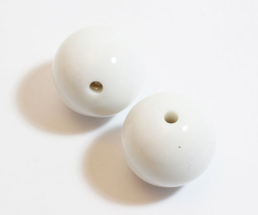 Acheter lot de 2 perles rondes blanches en acrylique 20mm bijoux