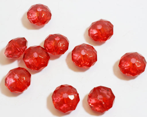 Vente Lot de 15 perles strass à facettes rouges 3,5x1,2mm