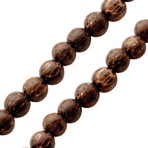 Creez Perle ronde vieux bois de palmier sur fil 8mm (1)