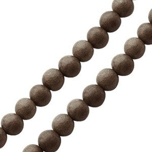 Creez Perle ronde bois gris sur fil 6mm (1)