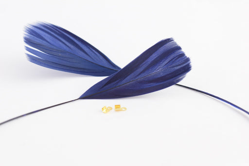 Acheter au détail plumes naturelles colorées bleu nuit x2 ( 4-6 cm) créations manuelles, bijoux, décoration, scrapbooking