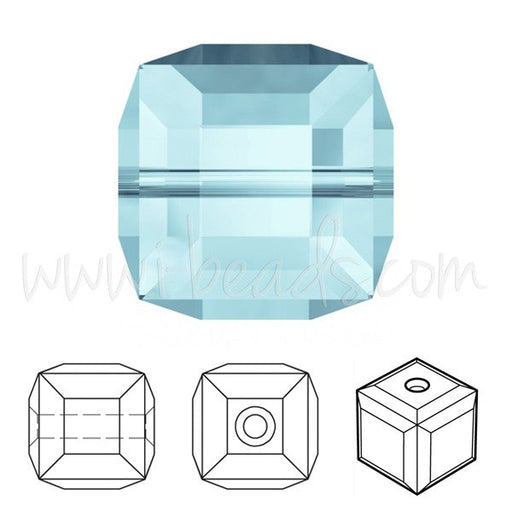Creez Perles cube Cristal aquamarine 6mm (2)