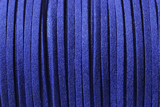 Creez suédine brillante bleue électrique 3mm cordon au mètre