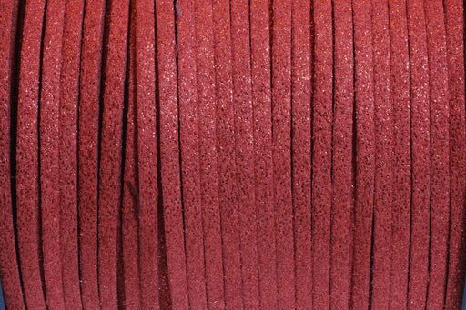 Acheter suédine brillante rouge 3mm cordon au mètre