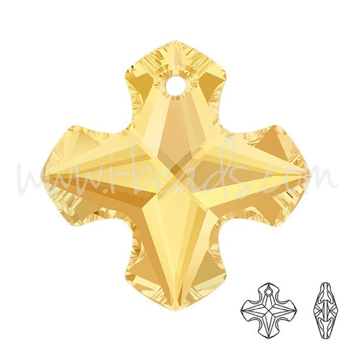 Pendentif croix grecque Cristal 6867 crystal metallic sunshine 18mm (1) - LaMercerieDesCopines