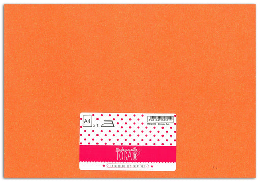 Vente feuille glitter thermocollant A4 orange Mademoiselle TOGA